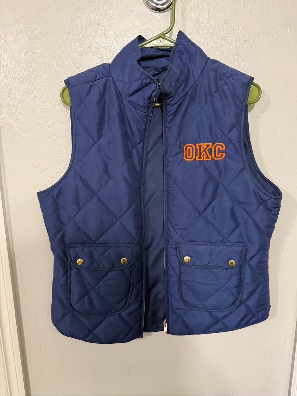 Navy Quilted Vest with OKC Embroidery